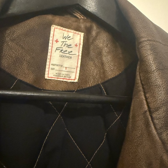 Free People We The Free Over You Brown Oversized Leather Leopard Moto Jacket - Picture 8 of 13